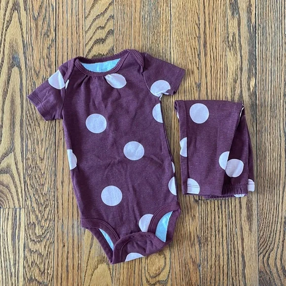 Carter's Matching Sets Carters Just One You Burgundy Polka Dot